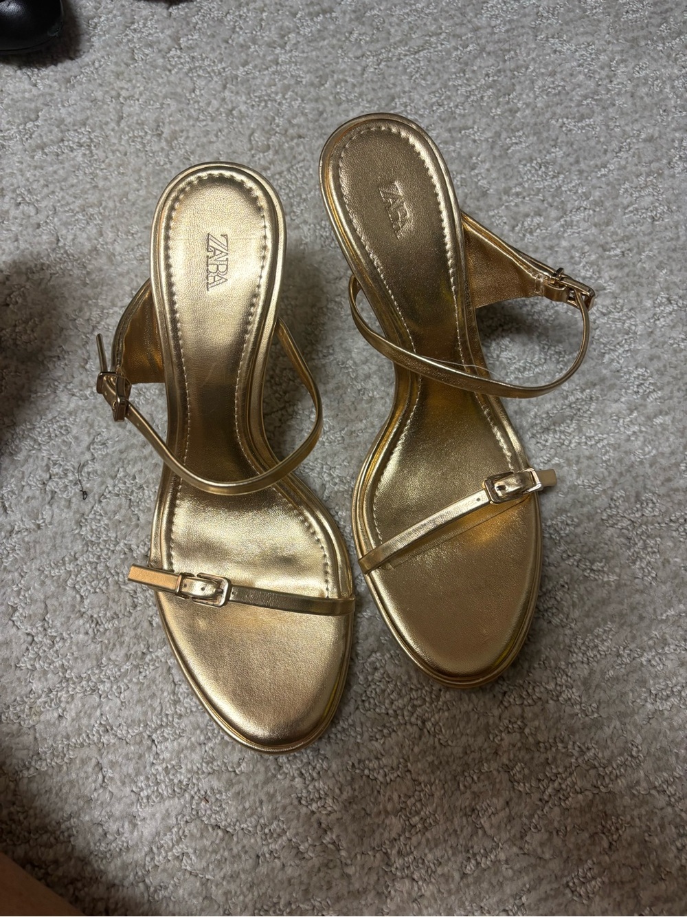 Zara Gold Strappy Heeled Sandals